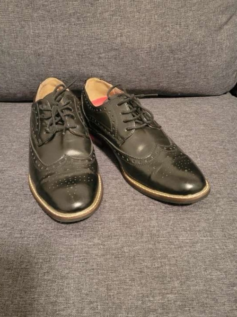 Classic Black Brogue Derby Shoes with Contrasting Welt